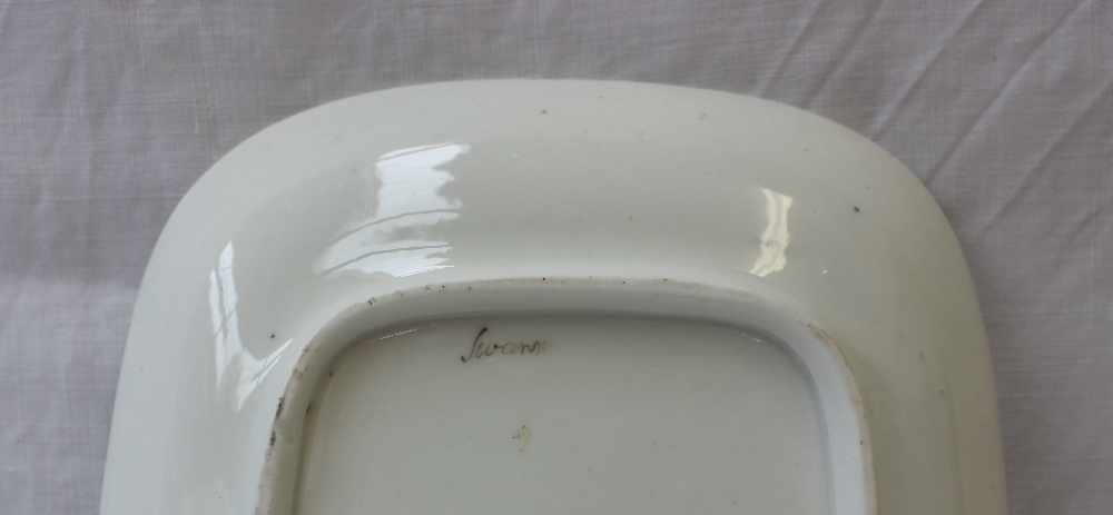 A Swansea porcelain tea pot stand of rectangular form decorated with a continuous band of vines and - Image 5 of 5