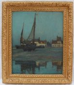 Harry Van der Weyden Boats in a harbour Oil on board Signed 45 x 37cm