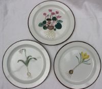 Three Swansea creamware botanical plates, painted with a "Spring Crocus",