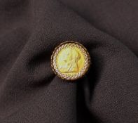 A Victorian gold half sovereign in a 9ct yellow gold ring mount,