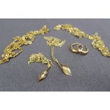 Two 9ct yellow gold necklaces together with 9ct gold earrings, etc,