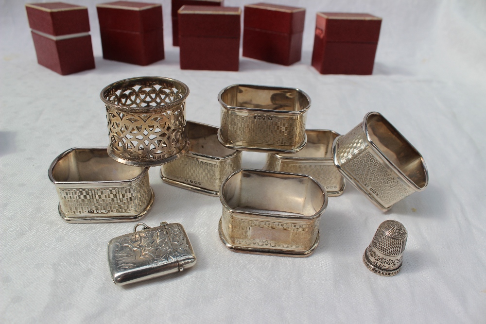 A set of six modern silver napkin rings, Sheffield, 1958, - Image 2 of 2