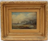 19th century British School Boats coming into a bay Oil on board 16.
