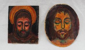 Jack Jones Head of Christ Oil on board Initialled Inscribed, dated 1980 and signed verso, 5.