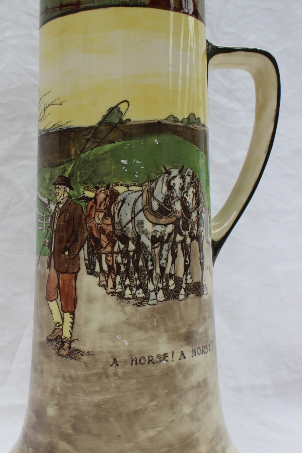 A Royal Doulton pottery series ware jug decorated with a car off the road, - Bild 2 aus 5