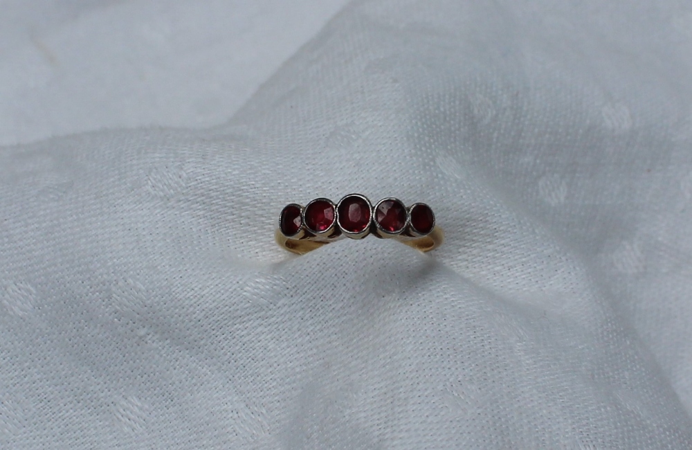 A five stone ruby ring, - Image 2 of 2