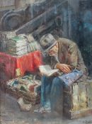 Giovanni Panza The book seller Oil on canvas Signed 39 x 29cm CONDITION REPORT: