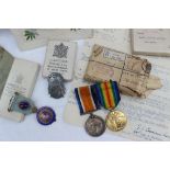 A World War I War medal and Victory medal, issued to 19044 A. CPL. F.E.J. Pruden, R. IR. FUS.