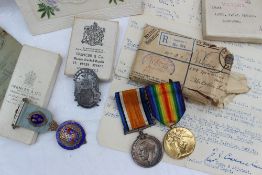 A World War I War medal and Victory medal, issued to 19044 A. CPL. F.E.J. Pruden, R. IR. FUS.