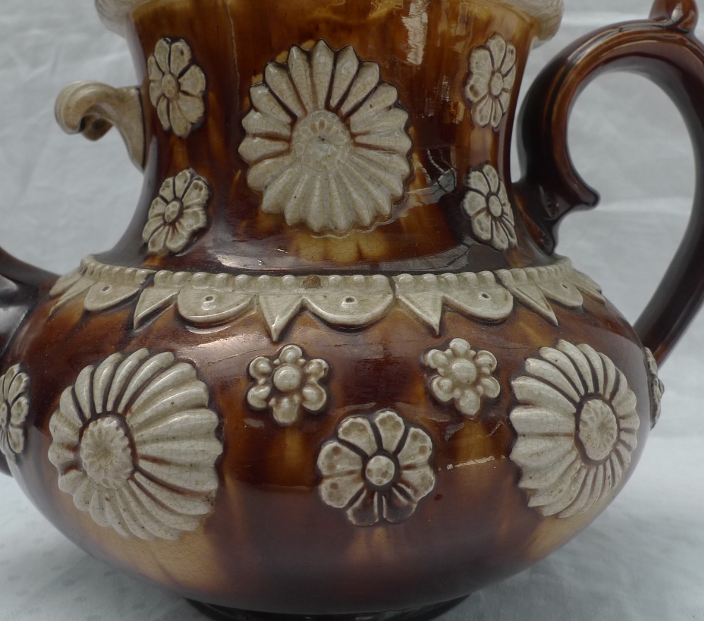 A 19th century pottery bargeware tea pot, with a treacle brown glaze, - Image 6 of 7