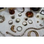 Assorted costume jewellery including earrings, necklaces, pendant, brooches, rings, watches,