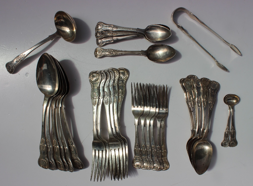 A Victorian Scottish silver Kings pattern part flatware service, Edinburgh,