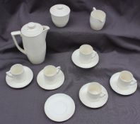 A Keith Murray for Wedgwood Moonstone part coffee set, comprising a coffee pot, five coffee cans,