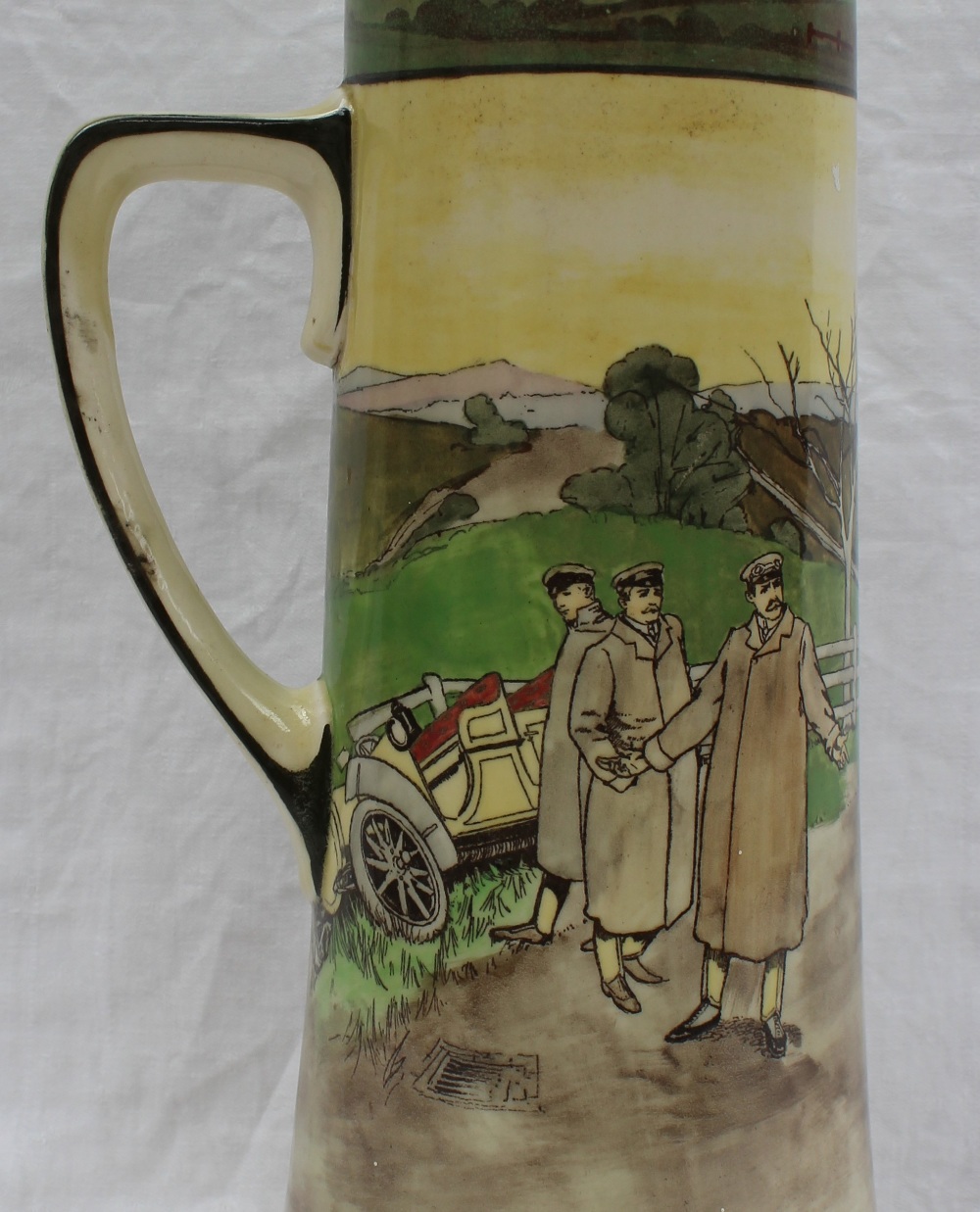 A Royal Doulton pottery series ware jug decorated with a car off the road, - Bild 3 aus 5