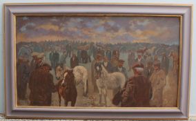 Aneurin M Jones The horse sales Oil on board Signed Inscribed verso 66.