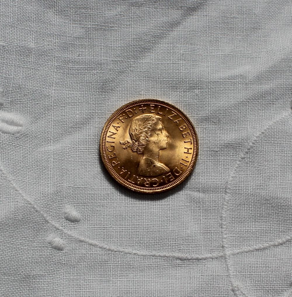 An Elizabeth II gold sovereign dated 1957