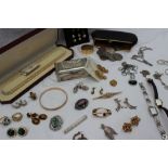 Assorted costume jewellery including earrings, brooches, necklaces, dress rings, watches, bracelets,