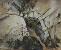 Evelyn Brearley Wye Valley Ink wash and wax crayon Signed and inscribed verso 39.5 x 48.