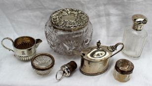 A Victorian silver mustard pot and cover of oval form, Birmingham, 1888,