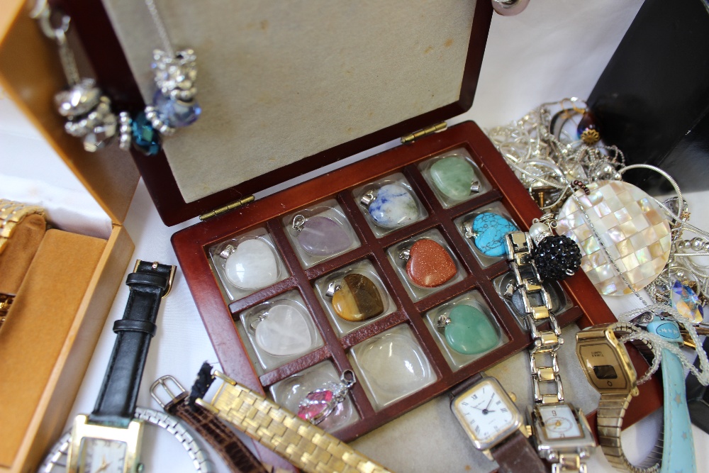 A large quantity of costume jewellery including watches, necklaces, brooches, pendants, earrings, - Image 6 of 6