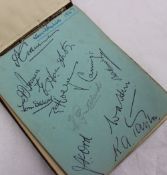 An autograph album, mainly cricketers from the late 1940's including Warwickshire 1947,