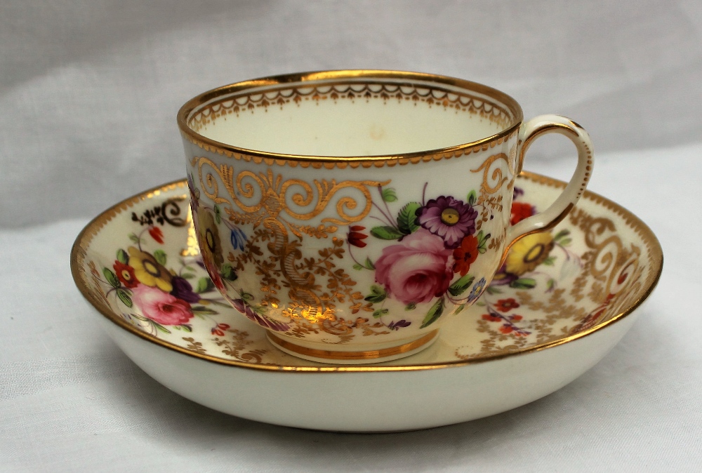 A 19th century English porcelain tea cup and saucer,