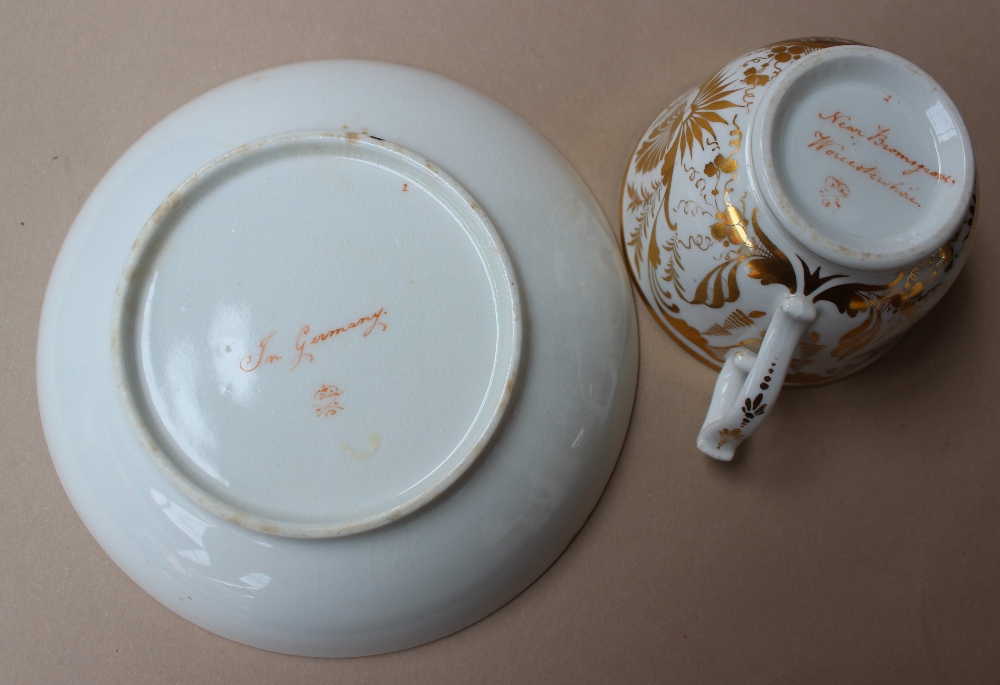 A Derby porcelain tea cup and saucer, with gilt decorated anthemions, - Image 4 of 4