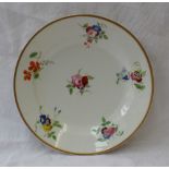 A Swansea porcelain plate with a plain gilt border with sprays of garden flowers to the border and