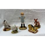 Five Royal Doulton figures from the "Winnie the pooh collection", including "Christopher Robin",
