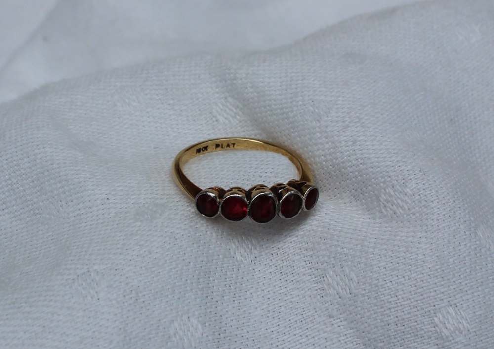 A five stone ruby ring,