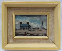 Jack Jones A cottage on a hill Oil on board Initialled Inscribed verso "To my wife & Huguette with