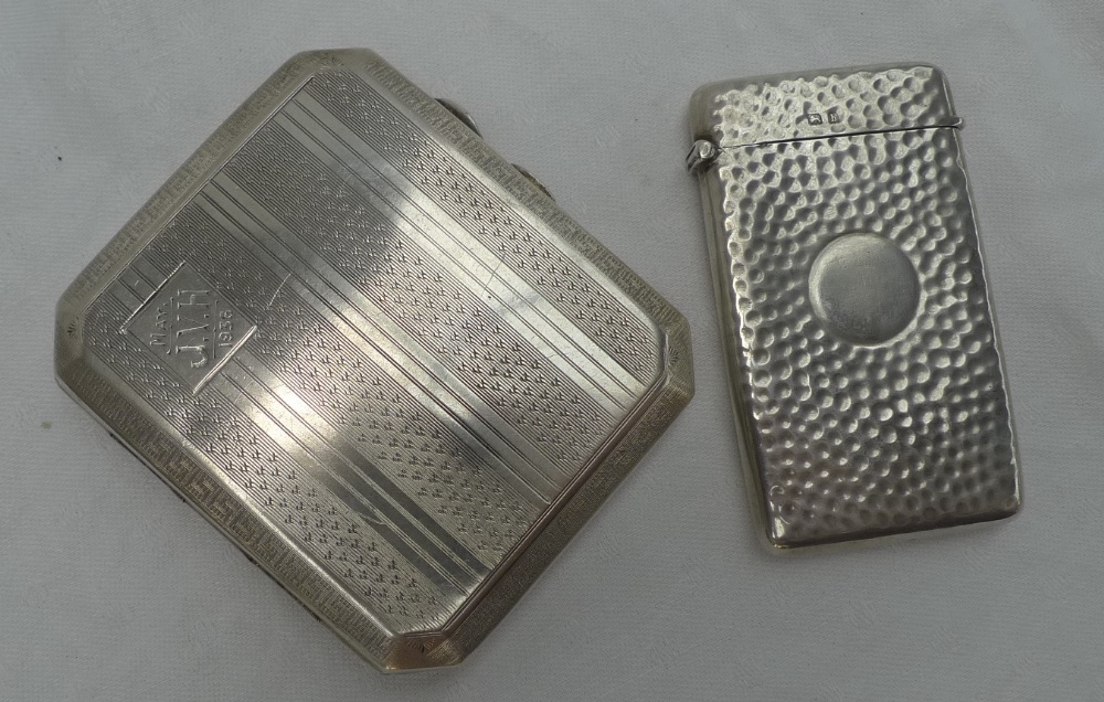 An Edward VII silver card case, of rectangular form with a dimpled form, Birmingham, 1907, - Image 4 of 4