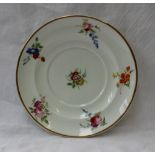A Swansea porcelain tureen stand, with a gilt line rim painted with sprays of garden flowers,