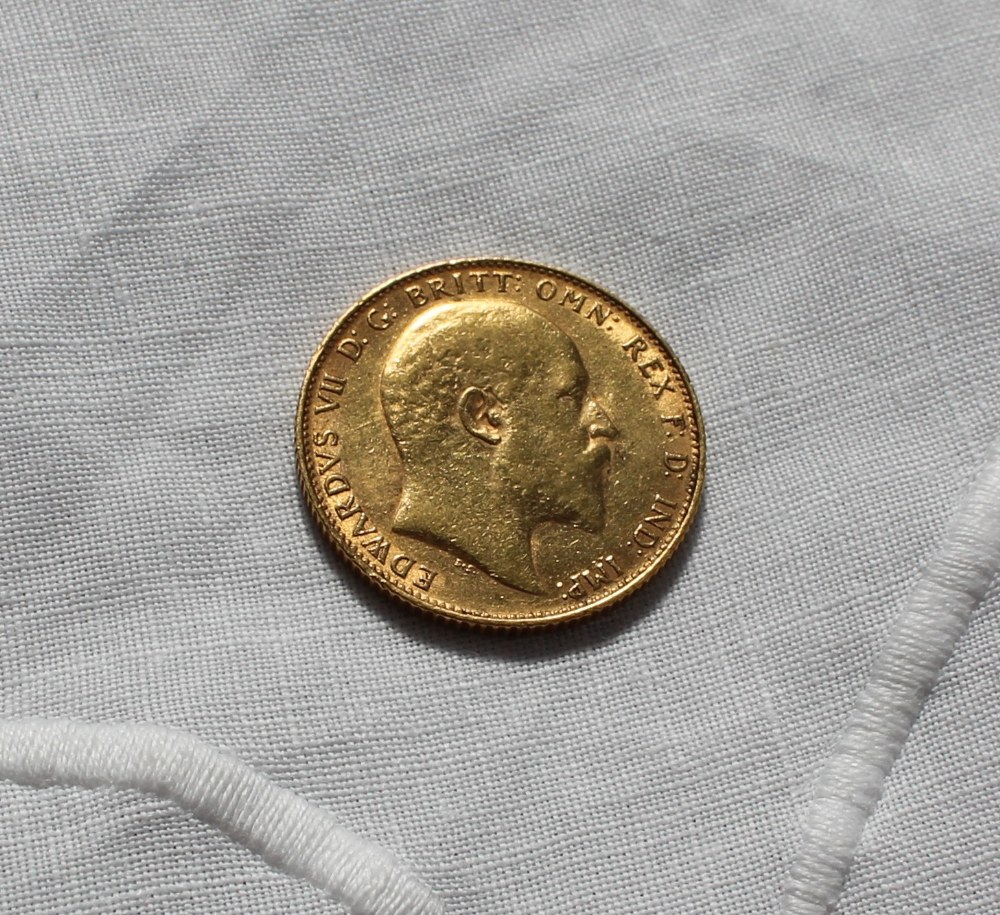 An Edward VII gold sovereign dated 1910