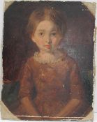 19th century British School A head and shoulders portrait of a young girl Oil on board 19.