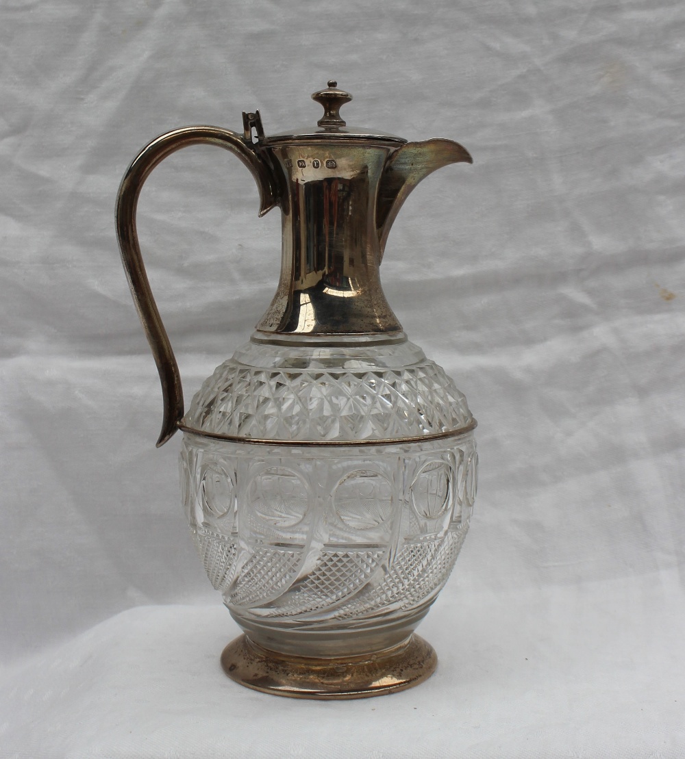 A late Victorian silver topped claret jug, with a tapering neck, - Image 2 of 5