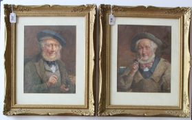19th century Cornish School Head and shoulders portrait of a gentleman in a hat and