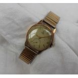 A gentleman's 9ct yellow gold Tudor wristwatch the dial with Arabic numerals and batons with a