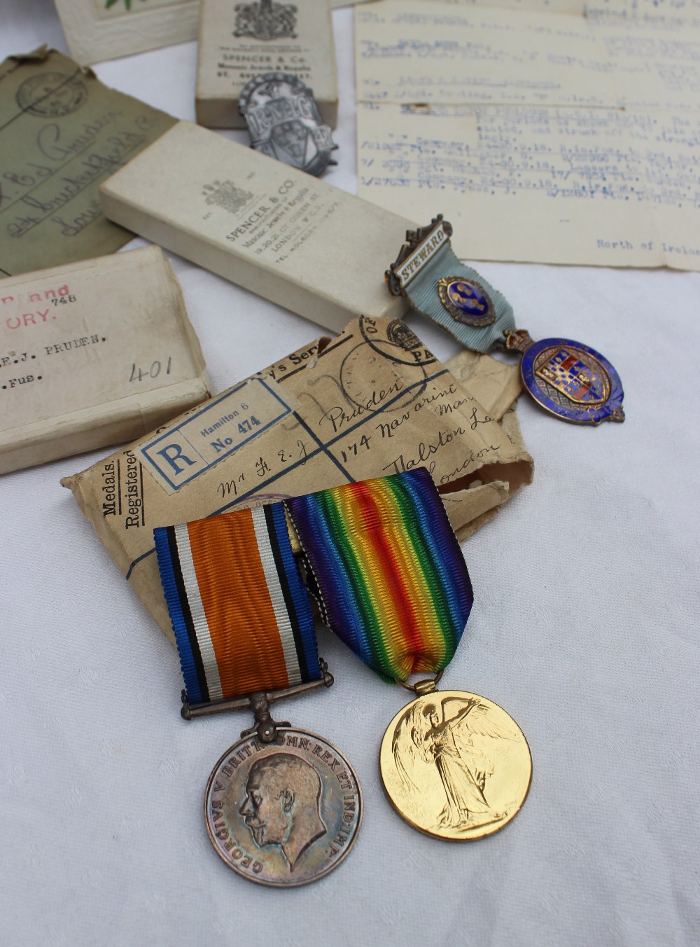 A World War I War medal and Victory medal, issued to 19044 A. CPL. F.E.J. Pruden, R. IR. FUS. - Image 2 of 4