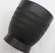 A Keith Murray for Wedgwood black basalt vase of cyclindrical form with herringbone decoration,