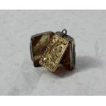 A Victorian silver Vinaigrette, of rectangular form with engraved leaf decoration,