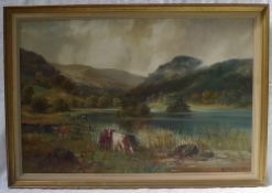 Wilton Morley Cattle by a river Oil on canvas Signed 49.