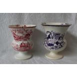 A Swansea Dillwyn thistle shaped pottery vase,