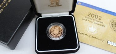 The 2002 United Kingdon Gold proof Sovereign, No.