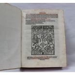 Petit (Jehan) Justinian's Law, double columns of Latin text printed in Red and black, dated 1536,