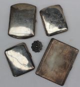 A George VI silver cigarette case of rectangular form with engine turned decoration, Birmingham,