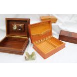 A humidor together with a leather cigar / cigarette box and two cigarette boxes **From the