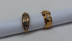 An 18ct gold sapphire and diamond line ring,