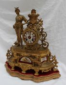 A 19th century gilt spelter mantle clock,