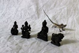 Four Asian miniature bronze buddhistic figures 3.